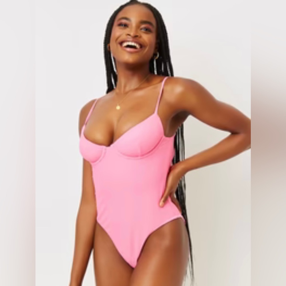 Frankies Bikinis- Pink One Piece - Large